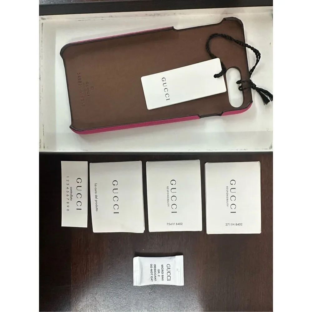 Authentic Gucci Leather Logo Phone Case w/ Tags IPhone 8 Plus Phone Case